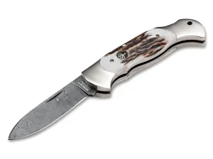 Böker Manufaktur Solingen Scout Spearpoint Hirschhorn Damast