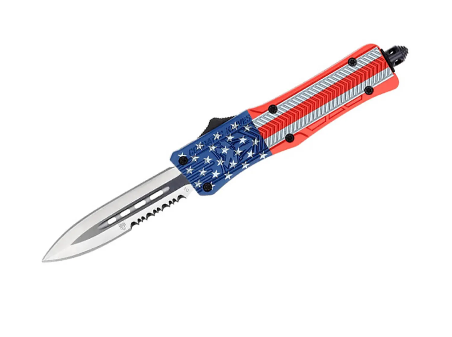 small_ctk_cerakote_americ_0-1.webp CobraTec Small CTK-1 Cerakote American Flag Dagger 1-Side Serrated